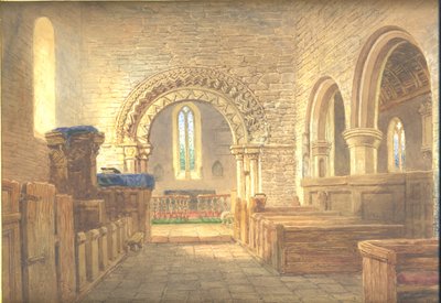 Im Kirchenschiff der St. Martinskirche, Holt, Worcestershire, Blick nach Osten zum Chor von Henry Harris Lines
